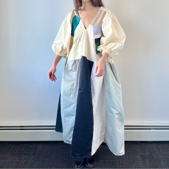 Cloudy Meadow Dress | Handmade V-Neck Patchwork Dress SKU 01172 - Picture 13 of 16